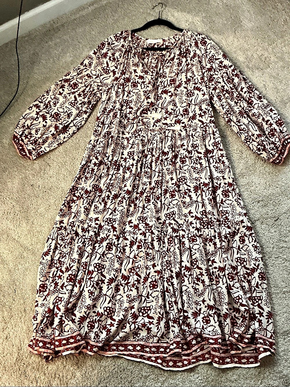 Natalie Martin Floral Maxi Dress in White Pink & Red Size Small Like New